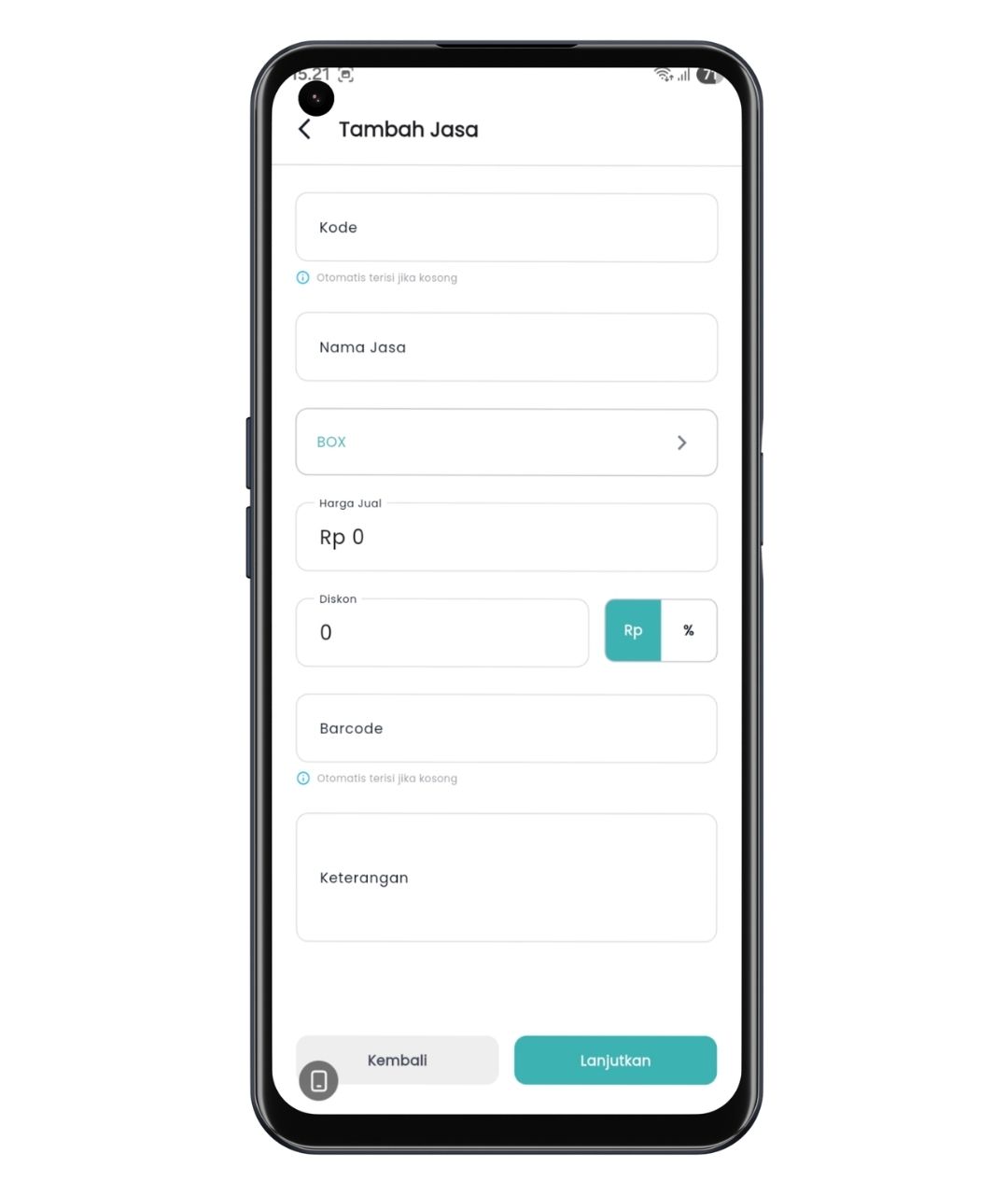 Form tambah data jasa