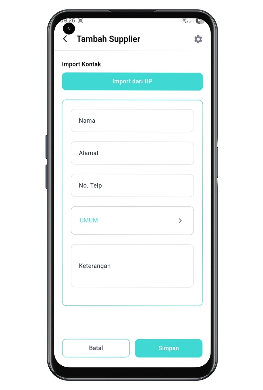 Form tambah supplier