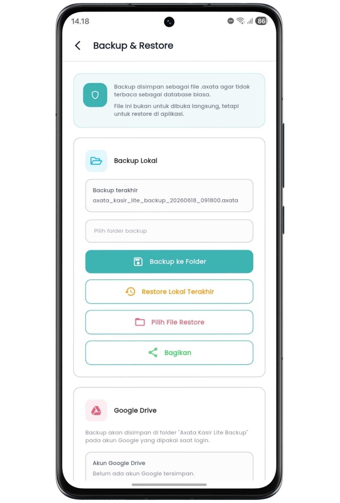 Backup Lokal Axata Kasir Lite