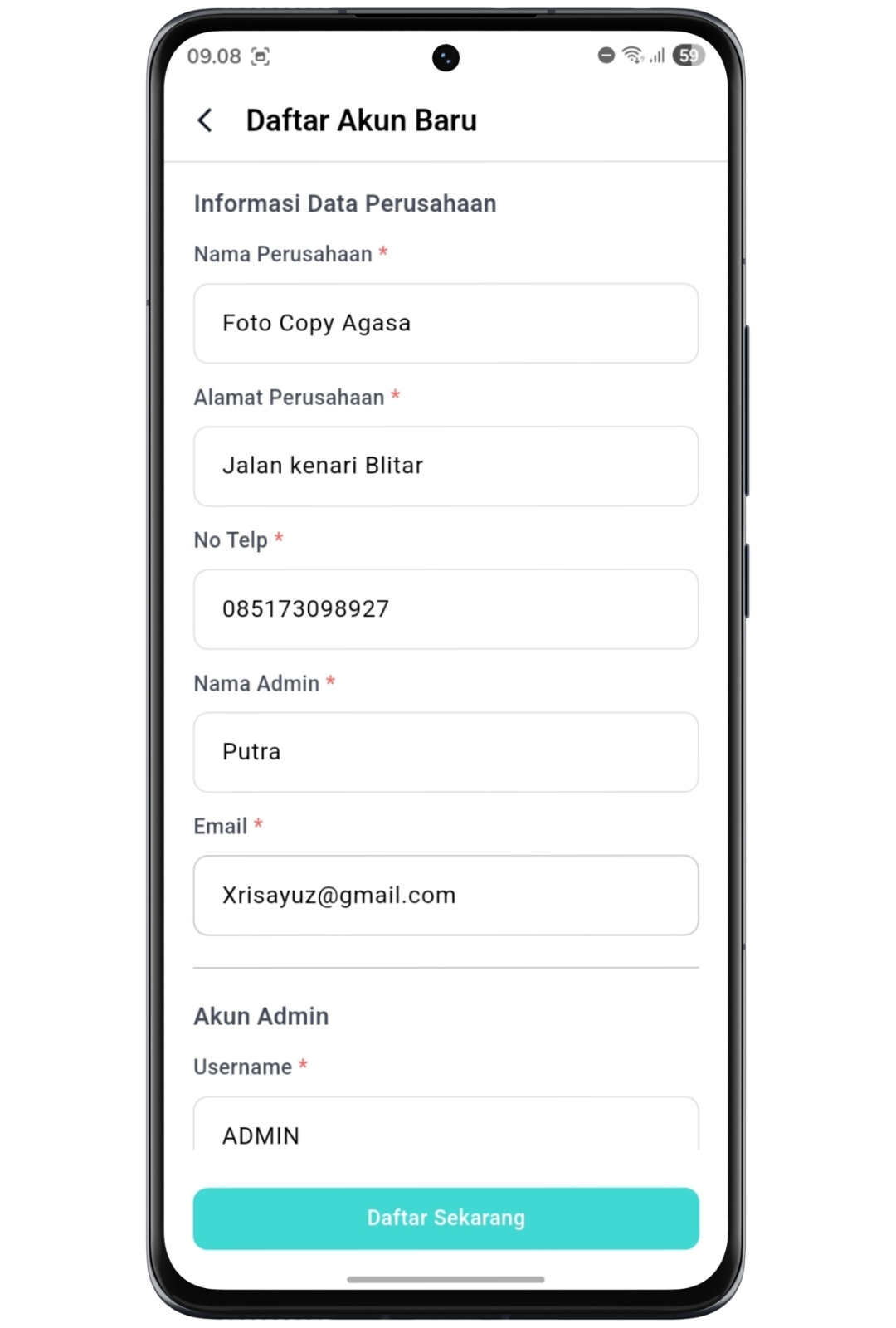 Form data usaha