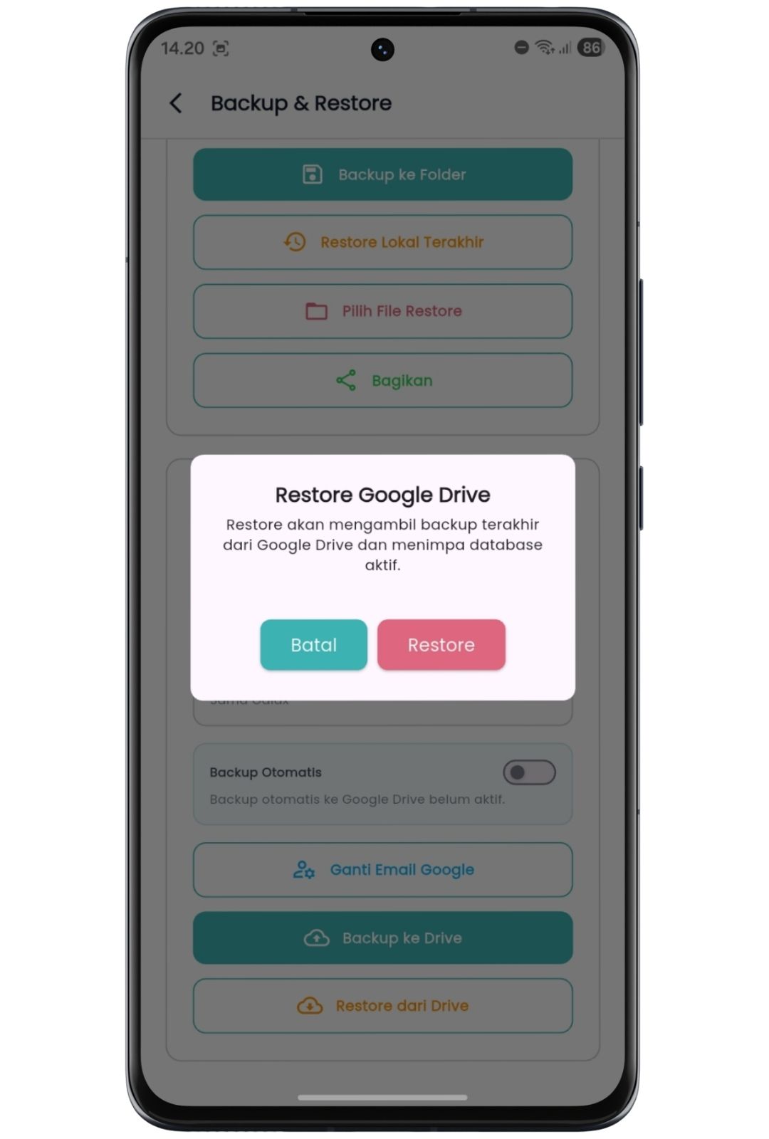 Restore Google Drive Axata Kasir Lite